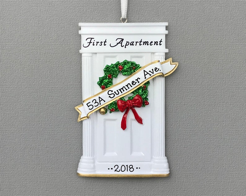 White Door - First Apartment Personalized Ornament -  New Home - Housewarming Gift - Quarantine - Hand Personalized Christmas Ornament 