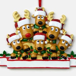 6 Reindeer Family Personalized Ornament Rudolph Family of Six Hand Personalized Christmas Ornament image 2