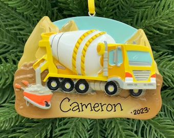 Gift For Grandkid Personalized Mixer Truck Construction Christmas Ornament