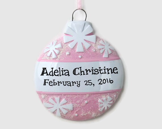 Baby S First Christmas Pink Christmas Ball Baby Girl Etsy