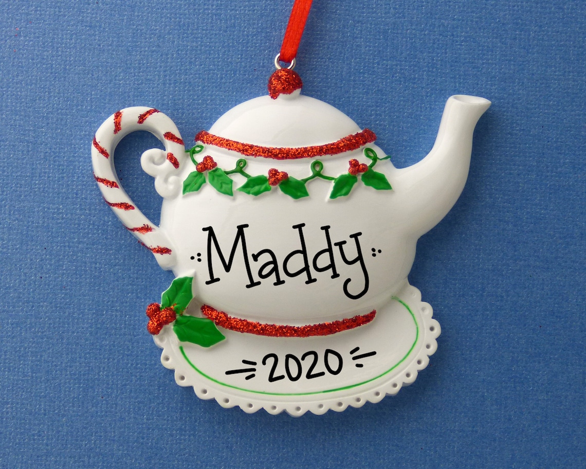 Teapot Personalized Ornament Tea Party Hand Personalized Etsy