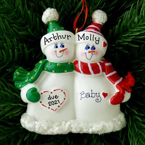 Expecting Couple Personalized Ornament // Snowmen // Pregnant // Hand Personalized Christmas Ornament