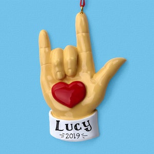 I Love You Ornament // ASL - American Sign Language // ILY Hand // Couple // Hearing Impaired - Deaf // Hand Personalized Christmas Ornament