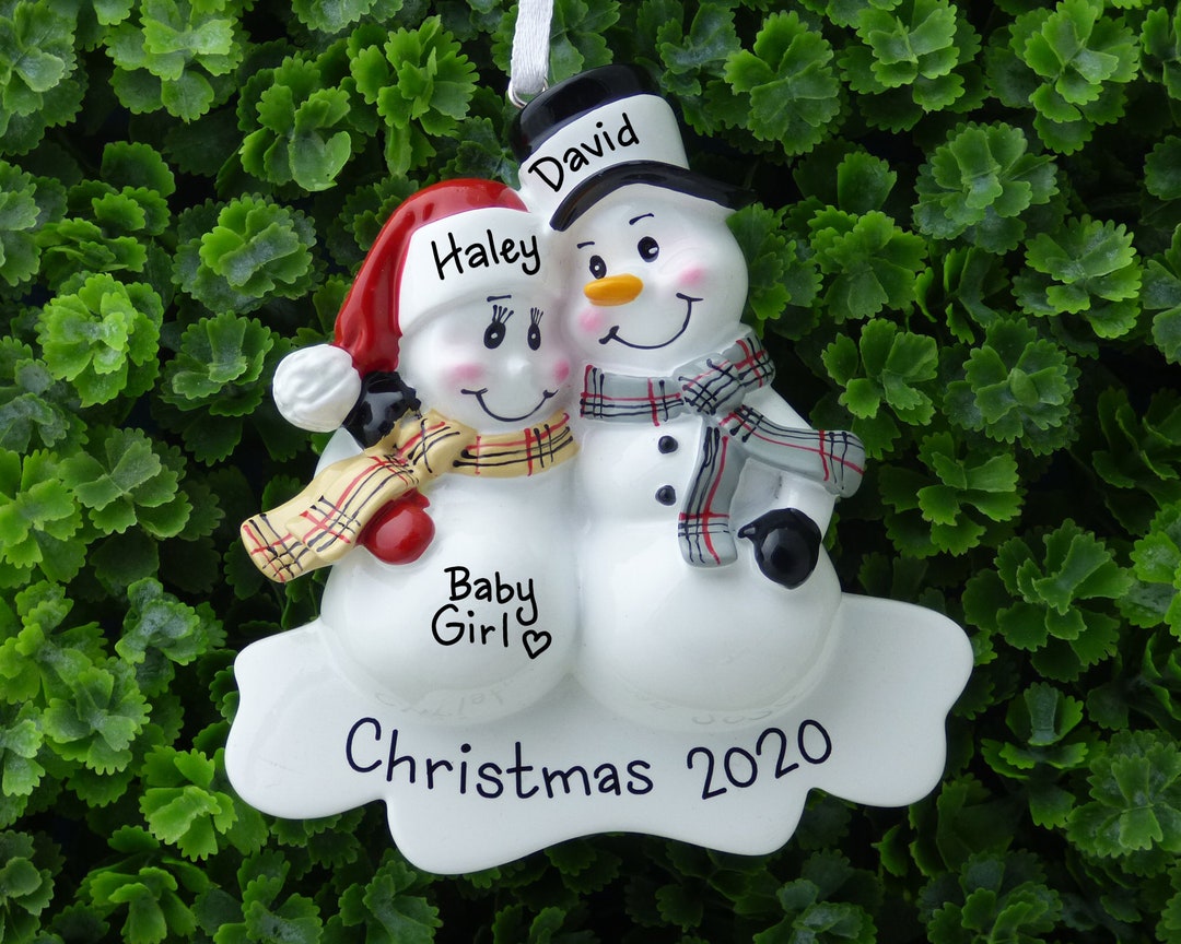 Expecting Parents Personalized Ornament - Snowman Couple - We're ...