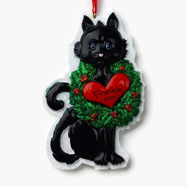 Black Cat Ornament // Kitten's First Christmas // Add your pet's name // Void Chonk // Fur Baby Gift // Hand Personalized Christmas Ornament