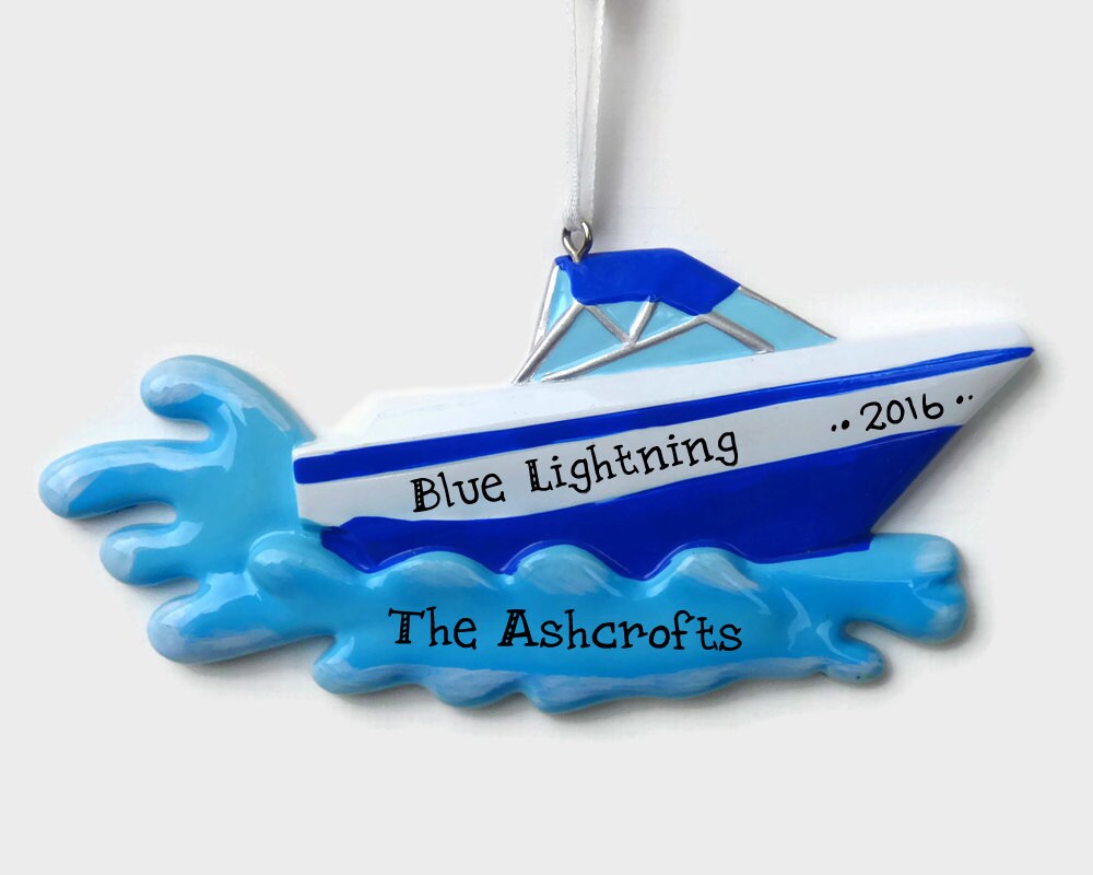 Speed Boat Personalized Ornament Hand Personalized Christmas Etsy