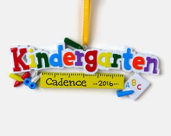 Kindergarten Personalized Ornament - Hand Personalized Christmas Ornament