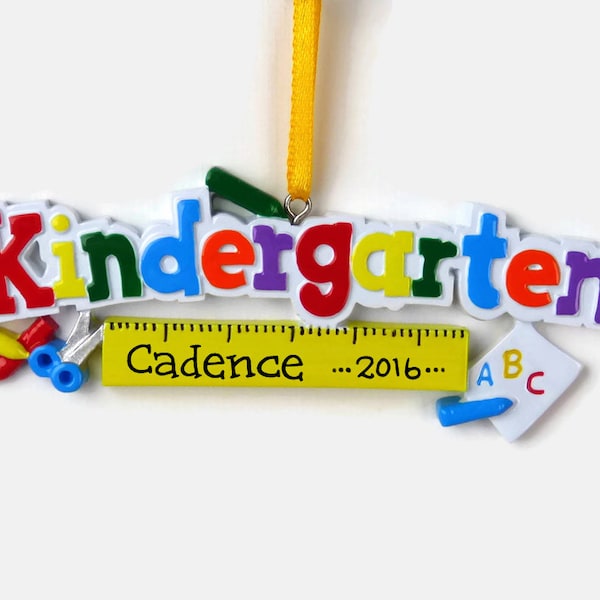 Kindergarten Personalized Ornament - Hand Personalized Christmas Ornament