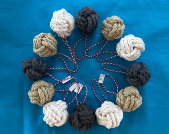 Nautical Gift -Set of 6 Hanging Monkey Fist Knot / Bauble - Perfect for Sailing/Coastal Homes