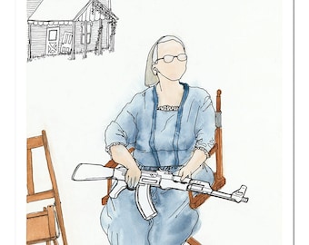 Ltd Ed. Giclee Print of Original M. Cummins Watercolor: "No Country for Old Women"