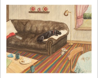 Ltd Ed. Giclee Print of "Missing Betty," Original M. Cummins Watercolor