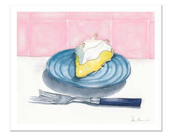 Ltd Ed. Giclee Print of Original M. Cummins Watercolor: "Pie Wars"