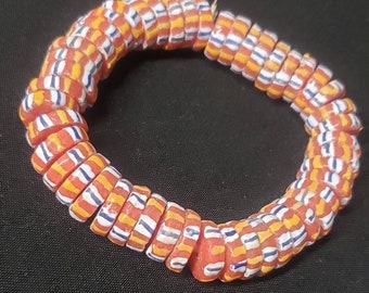African Glass Beads, Chevron Stripped Spacer
