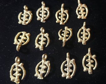 African brass charms and pendants. One piece Gye Nyame Adinkra symbol for statement jewelry