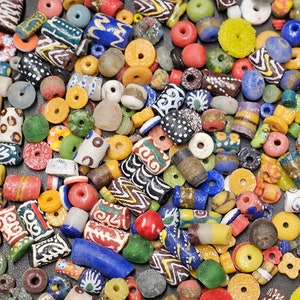 Exclusive Offer: 4 × 6 inches Bag containing Over 160 Mixed African Beads for Jewelry Making and Artistic Creations.