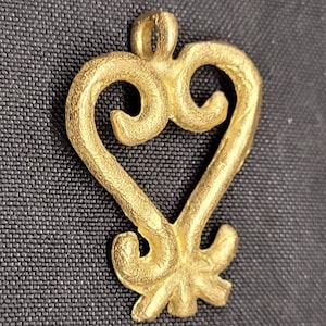 African Brass, Asante Brass Pendant, Symbolic Adinkra Brass Pendant, Lost Wax Ethnic Pendant, Sankofa symbol