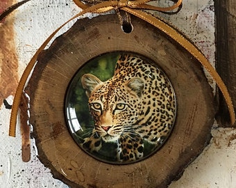 Leopard ornament, leopard collectible, wild cat print, wildlife art,Christmas, home decor, big cat, animal lover