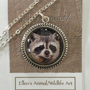 Raccoon Necklace, Raccoon pendant, raccoon jewelry, raccoon art, cute raccoon, nature lover