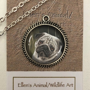 Pug necklace, Pug pendant, Pug jewelry, dog jewelry, pug art, animal necklace, animal jewelry, animal lover, pug lover, cute dog necklace