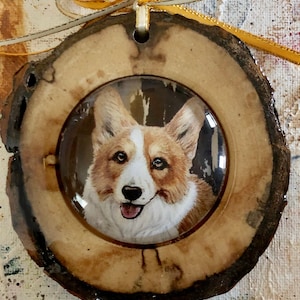 Corgi-ornament, Pembroke-corgi, Welsh cardigan-corgi, hout, glazen cabochon, uniek, Kerstmis, vakantie, decoratie, huisdier, hond, dierenliefhebber