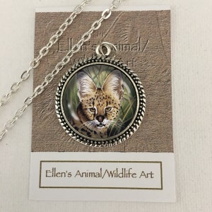 Serval Necklace, Serval Pendant, Jewelry, wildcat art, wildcat necklace, animal lover, wildlife