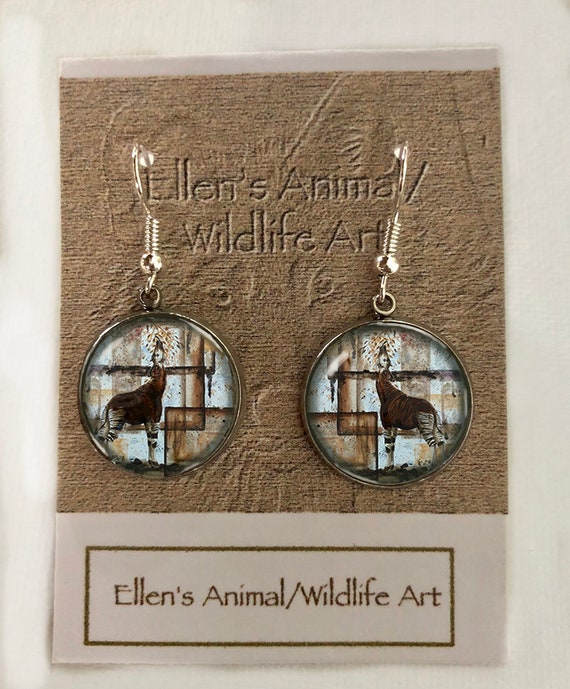 jewelry adornment wildlife giclee print cute rabbit Bunny earrings fashion animal lover ears scratchboard art