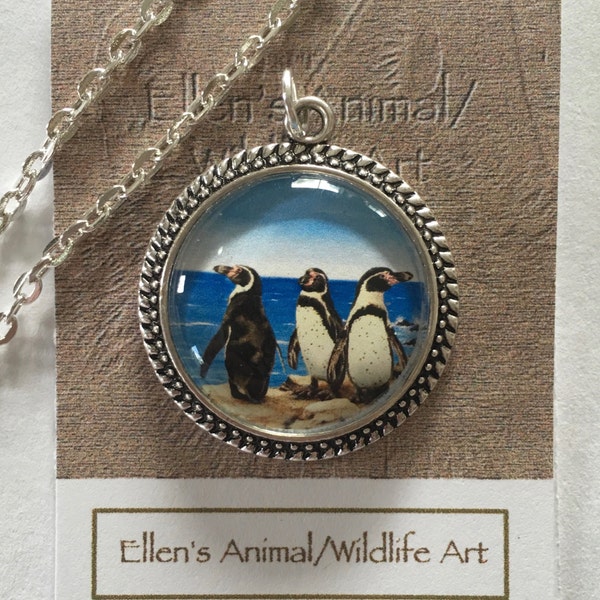 Collier Pingouin, Pendentif Pingouin, Bijoux Pingouin, Humboldt, Amoureux des animaux, Art animalier, Art pingouin