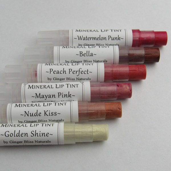 Natural Lip Tint & Shimmer: Lip Stick, Mica, Mineral Lip Color, Natural Colors, Moisturizing