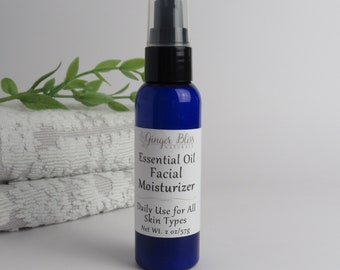 Hydrating Facial Moisturizer: 6 Essential Oils & Coconut Oil Facial Lotion | Lavender | Eucalyptus | Tea Tree | Frankincense.