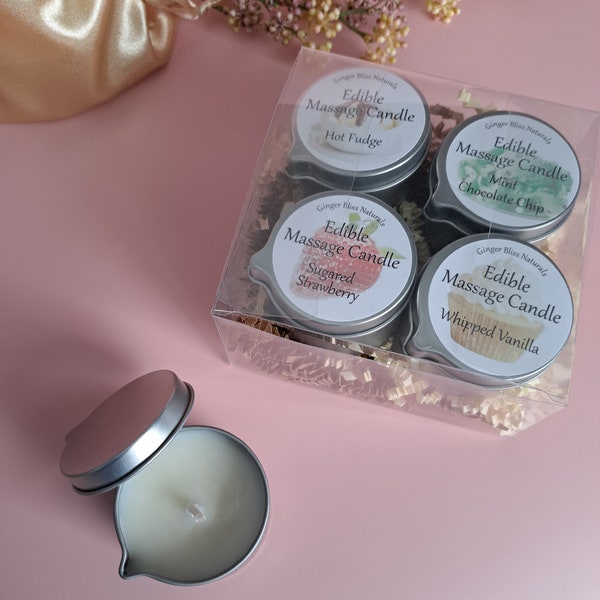 Edible Massage Oil Candle Set | Sweet Coconut Wax | Lickable & Kissable with Hint of Sweetness | Lotion Candle | Pour Spout