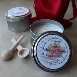 Edible Massage Oil Candle | Lickable Kissable & Sweet | Coconut Soy Wax | Coconut Oil | Shea Butter
