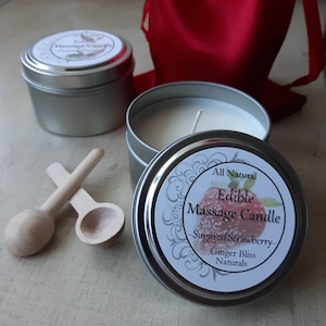 Sale!! Edible Massage Oil Candle | Lickable Kissable & Sweet | Coconut Soy Wax | Coconut Oil | Shea Butter | Lotion Candle