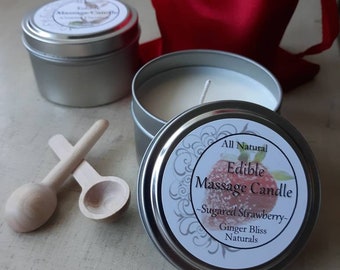 Edible Massage Candle | Lickable & Kissable with Hint of Sweetness | Soy Wax | Coconut Oil | Shea Butter
