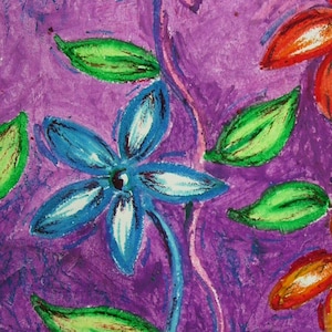 Small Flower Drawing, Oil Pastel Flowers, Original Oil Pastel Drawing, Nature Art, Wall Art, Flower Art, Abstract Flowers, Oil Pastel Art