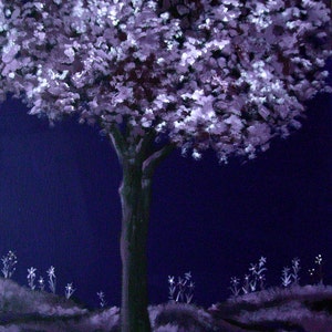 Purple Tree, Spring Landscape, Acrylic Painting, Canvas Art, Home Decor, Tree Painting, Nature Art, Wall Art, Original Painting