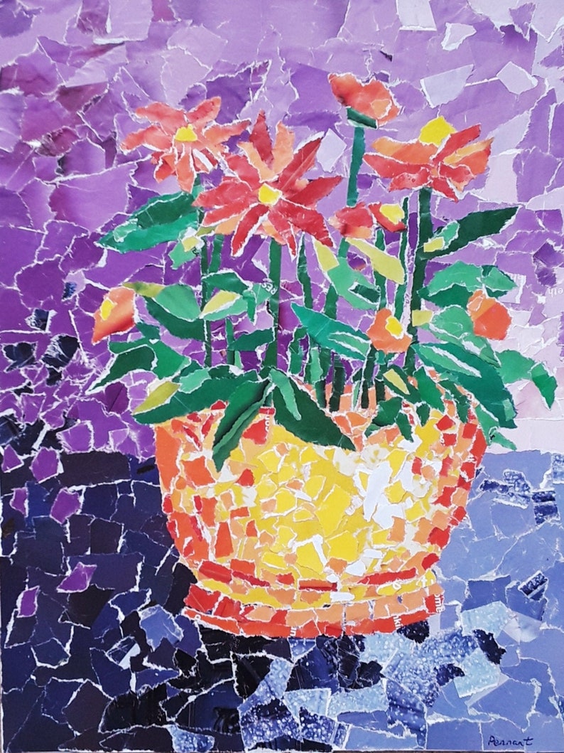 Collage Art Fleurs de Collage Art Floral Nature Art Home Etsy France