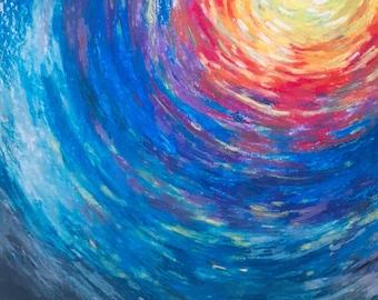 オイルパステル抽象画、オリジナルオイルパステル、カラフルなアート