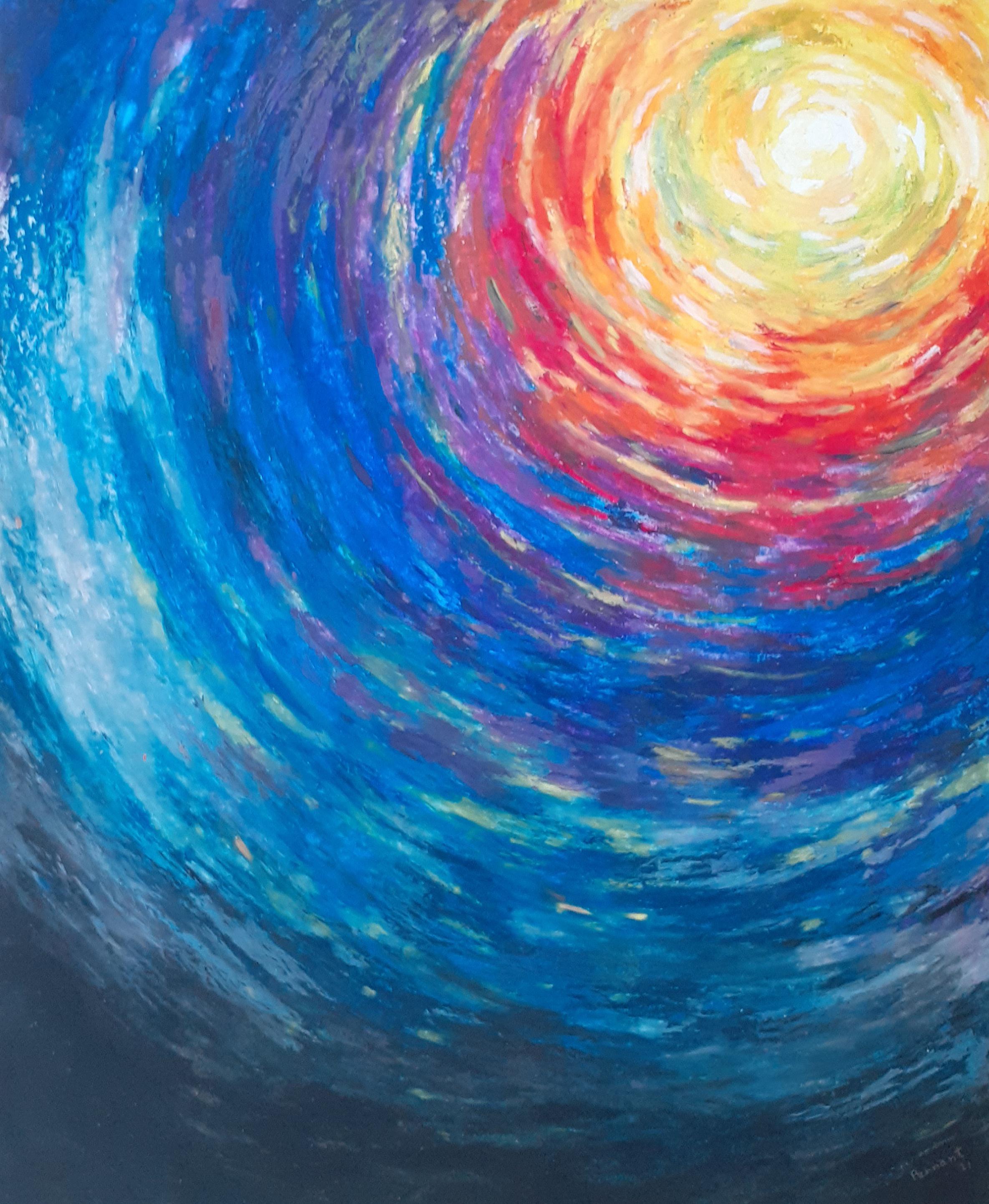 【F4号】good blue(spelling) 油絵 oil painting Impressive Oil Painting. Original. Small Art. Signed by