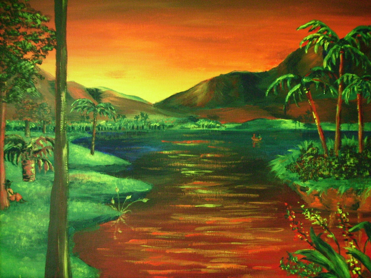 pics Landscape Nature Sunset Landscape Nature Oil Pastel Drawing acrylic landscape painting mountains and palm trees original painting on 18x24 canvas wall art nature art canvas art acrylic art