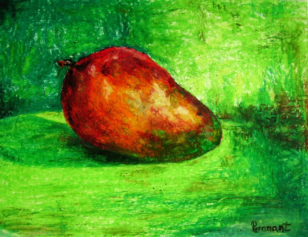 Mango Drawing, Fruit Drawing, Fruit Art, Kitchen Art, Small Drawing