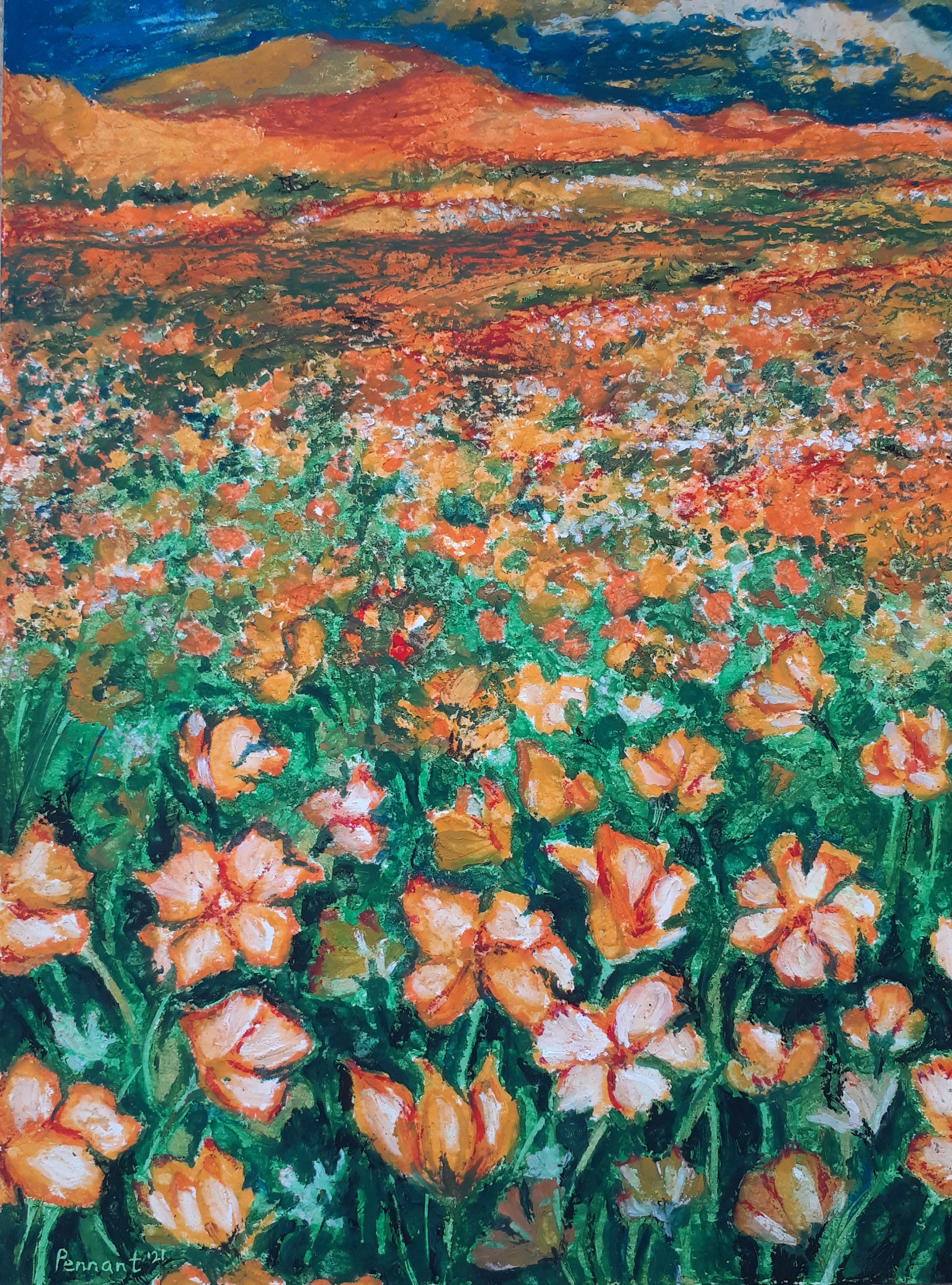 オイルパステル風景画、壁画、自然画、オイルパステル画、花の オイルパステル風景画、壁画、自然画、オイルパステル画、花の
