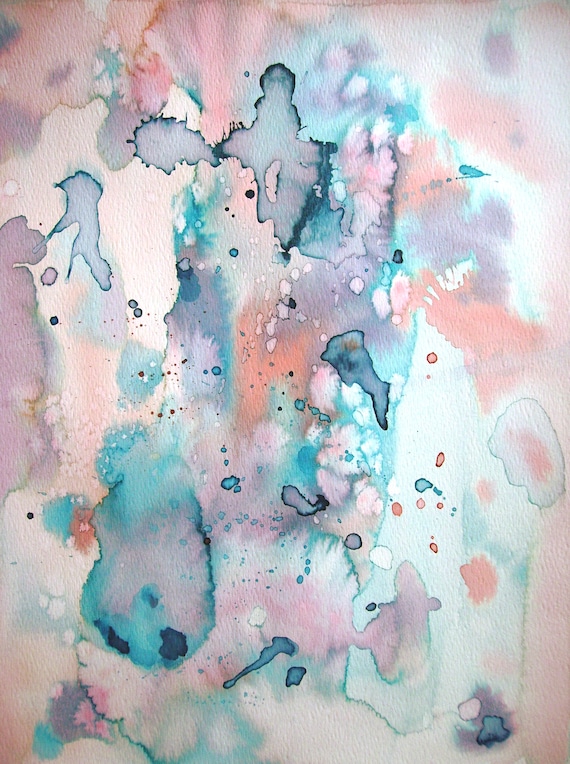 水彩抽象画、小さな抽象画、オリジナル抽象画、オリジナル絵画
