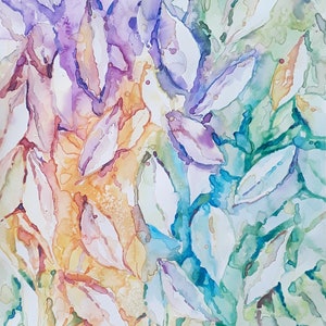 Watercolor Art, Watercolor Leaves, Bright Leaves, Colorful Art, Falling Leaves, Colorful Watercolor, Nature Art, Original Art, Abstract Art image 1