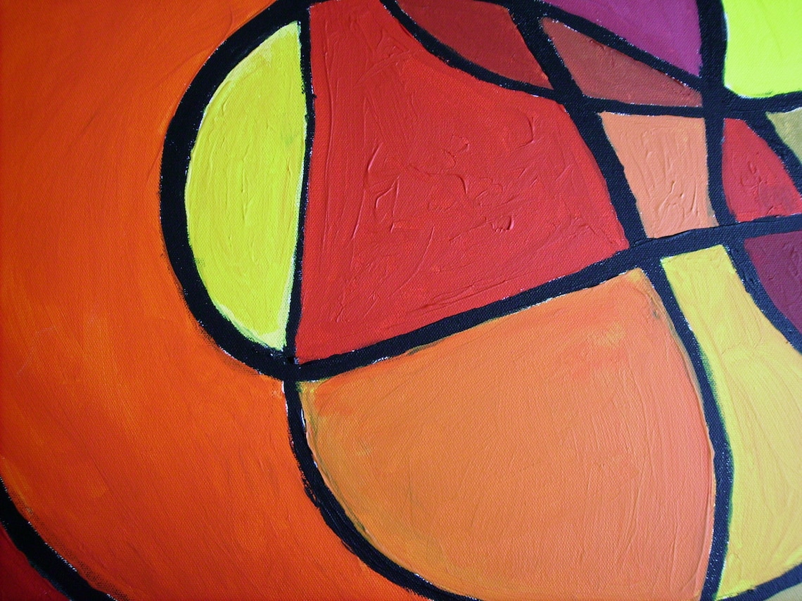 Warm Colors Abstract Acrylic Painting, Original on 24x28 Canvas, Wall