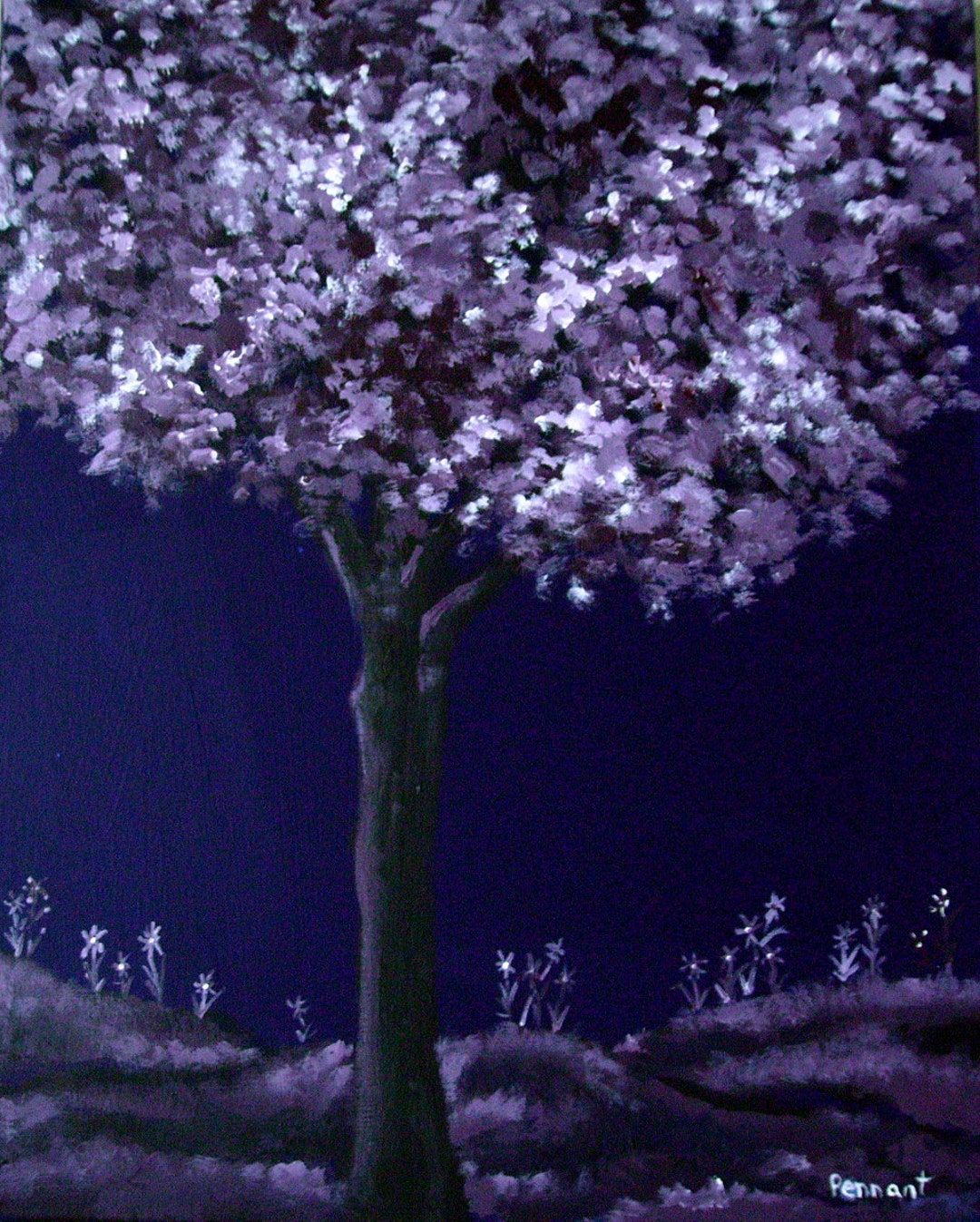 Purple Tree, Spring Landscape, Acrylic Painting, Canvas Art, Home Decor ...