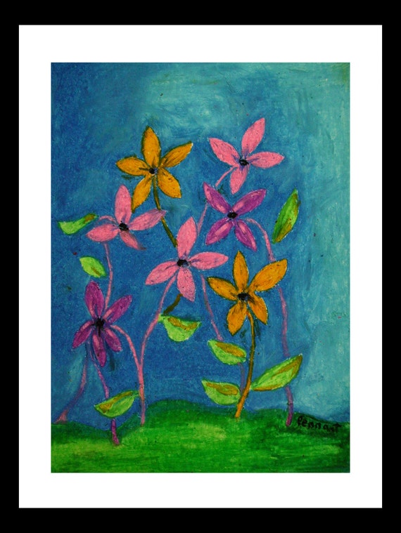 Wiosenne Kwiaty Oryginalny Olej Pastel Rysunek Na 9x12 Rysunek Mały Rysunek Kwiat Olej Pastelowych Kwiatów Olej Pastel Abstrakcyjne Wall Art