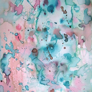 Watercolor Abstract Painting, Small Abstract, Original Abstract, Original Painting, Wall Art, Blue Painting, Pink Painting, Abstract Art