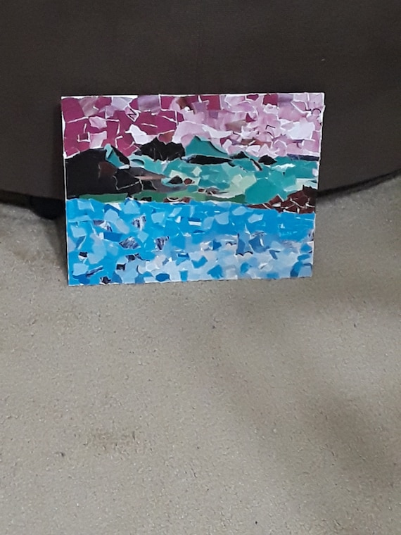 コラージュアート 自然の形状 コラージュアート、コラージュ風景、風景画、自然アート、室内