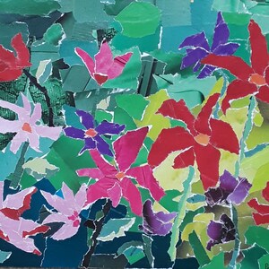 Collage Art, Collage Flowers, Arte floreale, Arte della natura, Arredamento per la casa, Arte murale, Piccolo collage, Collage floreale, Collage di fiori, Arte originale