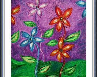 幻の花 絵画 アクリル画 花の絵 A4サイズ フレーム入り 原画